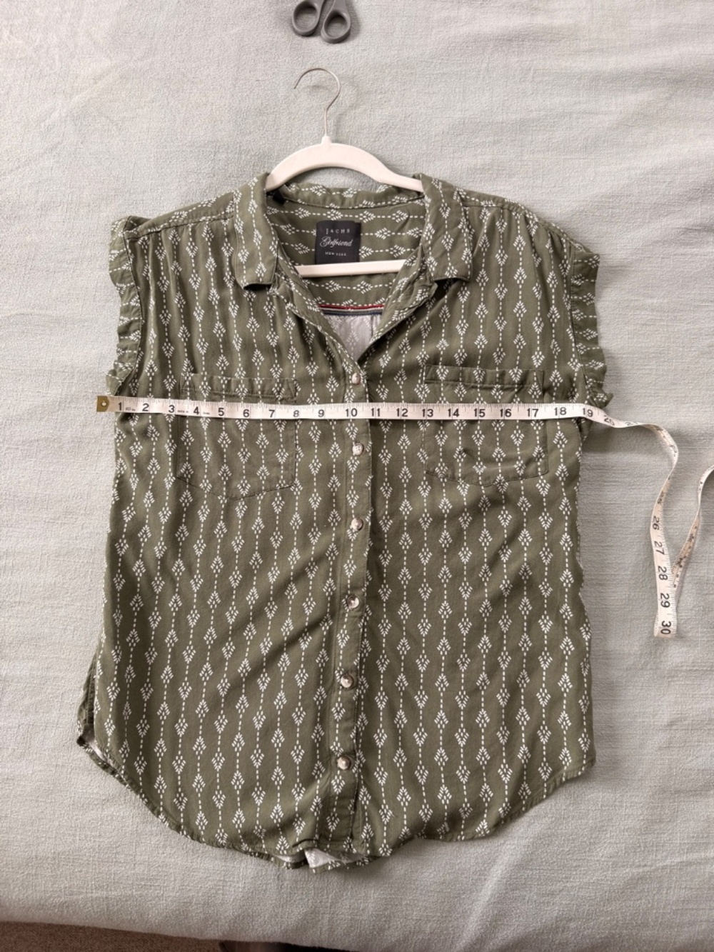 Jachs Girlfriend Blouse Green Print Medium - Picture 3 of 5